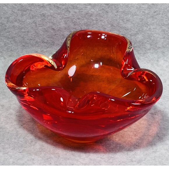 Vintage Murano Art Glass Bowl Ashtray Trinket Dish 6" Mid Century Modern Decor - Picture 9 of 11